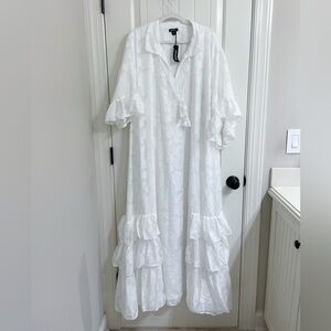 Boohoo White Textured Chiffon Ruffle Maxi Dress – Sz 6 US / UK 10 / EU 38 - NWT